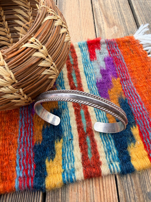 Handcrafted Old Pawn Sterling Silver Cuff Bracelet