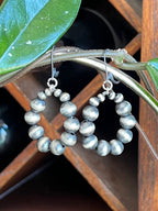 Handcrafted Sterling Silver Beaded Hoop Dangle Earrings, Leverbacks