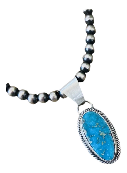 Navajo Kingman Turquoise & Sterling Silver Pendant