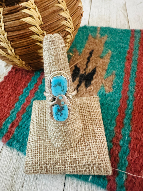 Old Pawn Zuni Sterling Silver & Turquoise Ring by Effie Calavaza