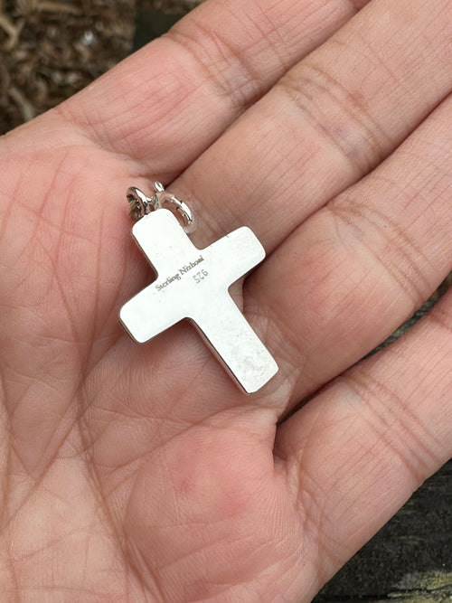 Sterling Silver and Turquoise Hand Stamped Cross Charm