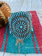 Handcrafted Old Pawn Sterling Silver & Turquoise Needlepoint Cuff Bracelet