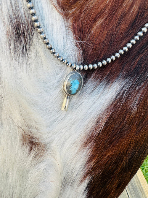 Handcrafted Turquoise & Sterling Silver Beaded Blossom Necklace