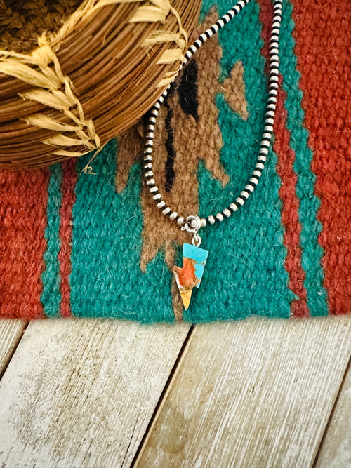 Navajo Hand Carved Spice Lightning Bolt Charm