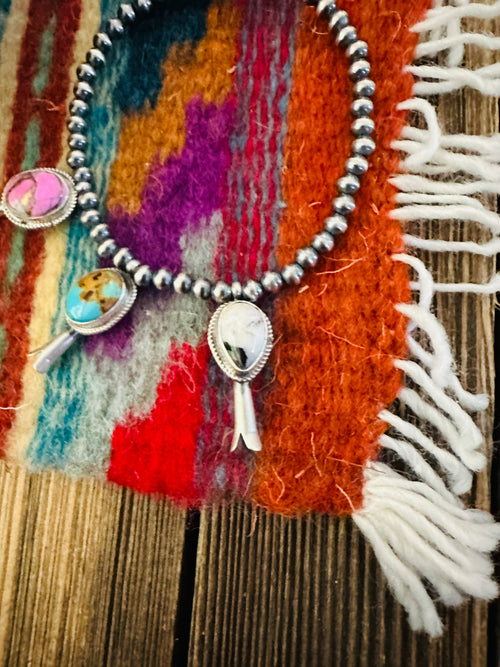 Handcrafted 3mm Sterling Silver Pearl & Multi Stone Blossom Stretch Bracelet