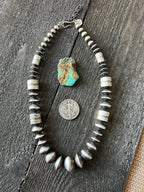 Navajo Sterling Silver Single Strand Beaded Statement Necklace by Rose Martin, 20” + 2”