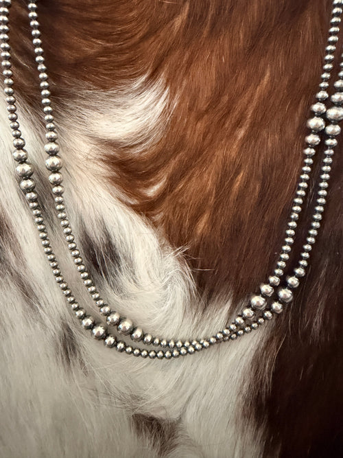 Handcrafted Sterling Silver Pearl 36” Beaded Necklace