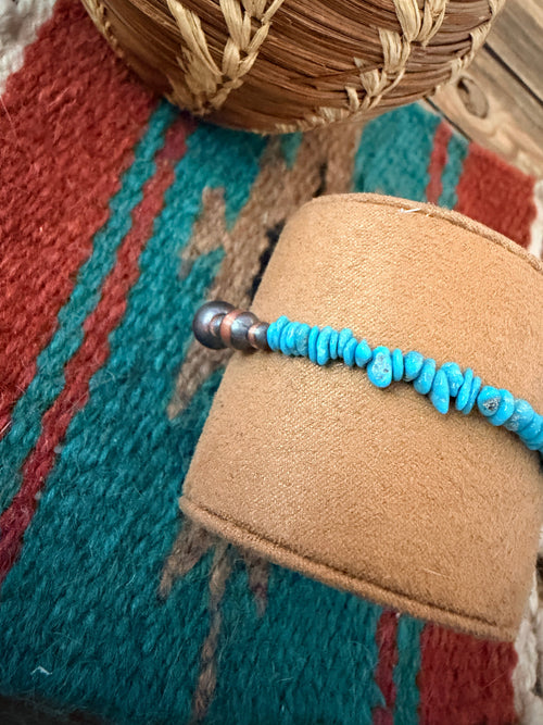 Handcrafted Turquoise & Copper Beaded Bracelet