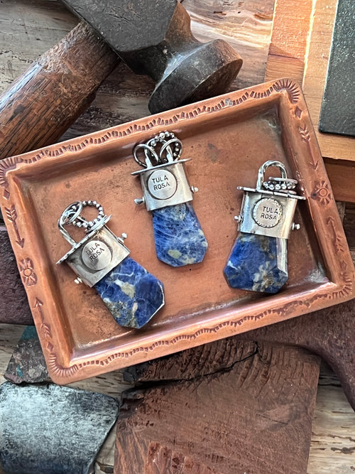 Tularosa Sterling Silver Gem Collector 30” + 2” Beaded Necklace w/ Faceted Sodalite Pendant