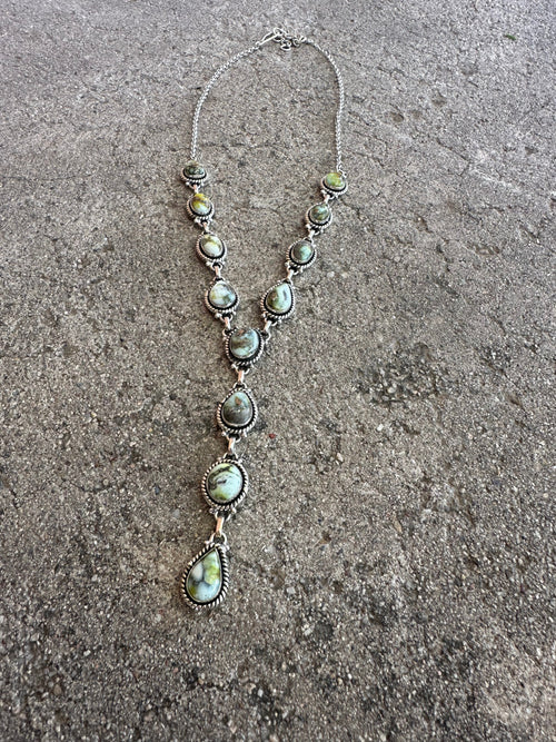 Beautiful Handmade Sterling Silver & Palomino Turquoise Lariat Necklace