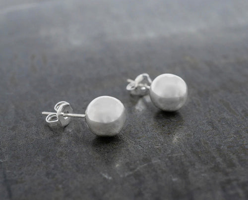 8mm Silver Bead Stud Earrings