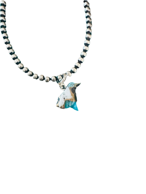 Navajo Hand Carved Blue Mojave Bird Charm