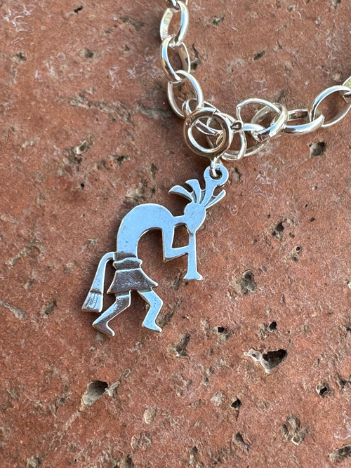 Navajo Crafted Sterling Silver Flute Dancer  Charm