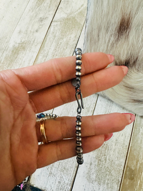 Navajo Sterling Silver & Pink Dream Mojave  Beaded 24” Necklace