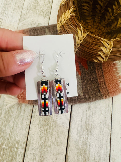 Navajo Handmade Multicolor Beaded Dangle Earrings