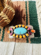 Old Pawn Navajo Turquoise, Spiny & Sterling Silver Cuff Bracelet