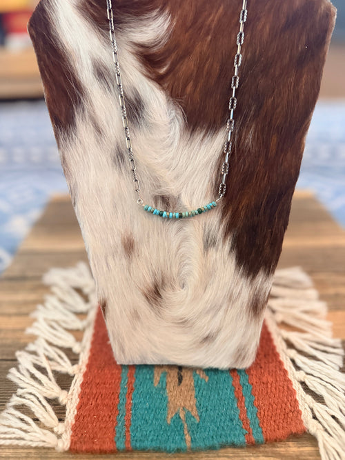 Handmade Sterling Silver & Turquoise Beaded Necklace