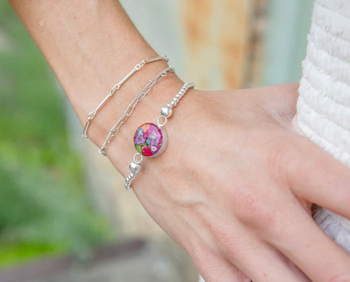 Primavera Stretch Sterling Silver Beaded Round Bracelet