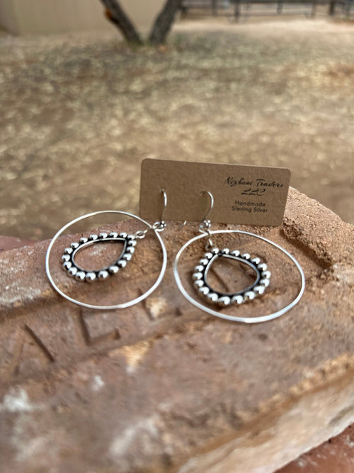 Handmade Sterling Silver Ball Hoop Earrings