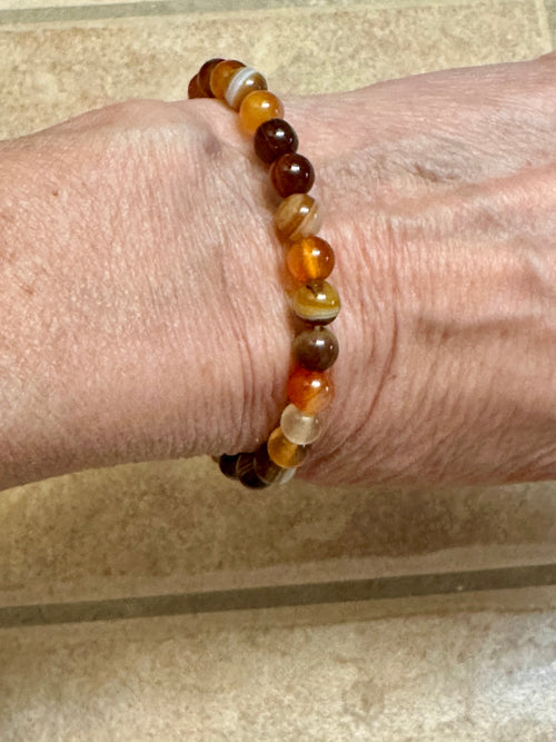 Red Agate 6mm beaded stretch bracelet