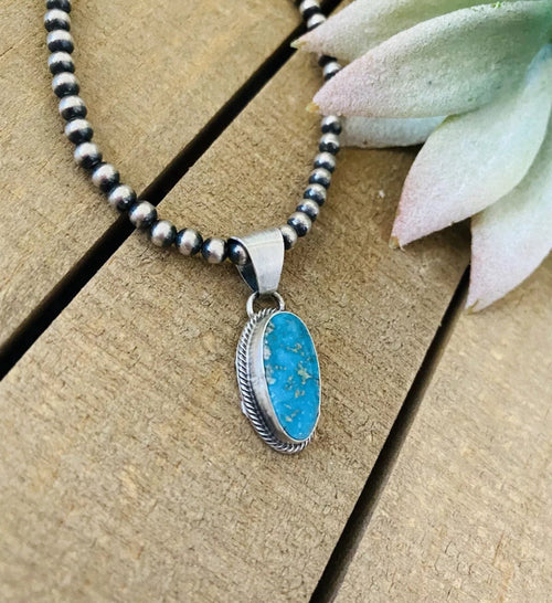 Navajo Kingman Turquoise & Sterling Silver Pendant