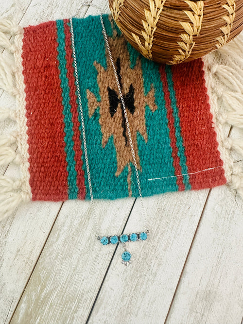 Navajo Sterling Silver & Kingman Turquoise Bar Necklace