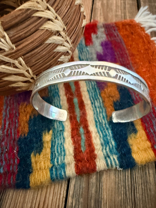 Handcrafted Old Pawn Sterling Silver Cuff Bracelet by Nora Bill