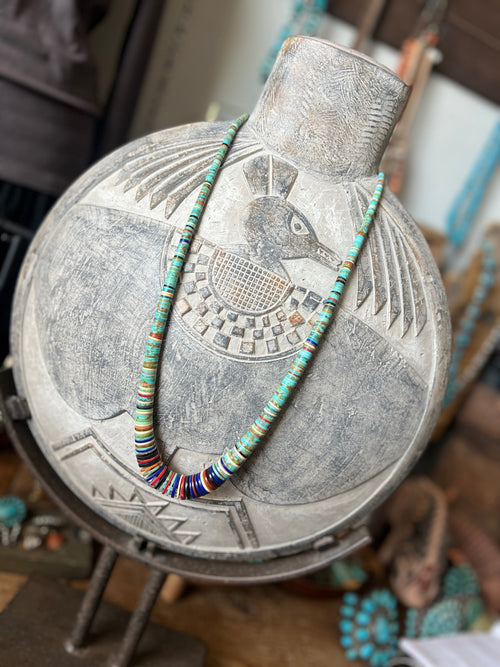 Ronald Chavez Handcrafted Multistone Heishi Beaded Santo Domingo Necklace