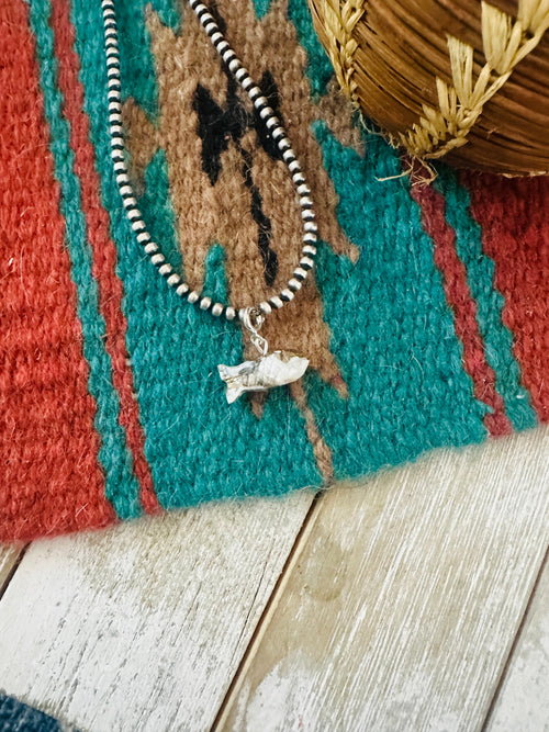 Navajo Hand Carved Blue Mojave Fish Charm