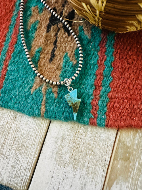 Navajo Hand Carved Turquoise Lightning Bolt Charm