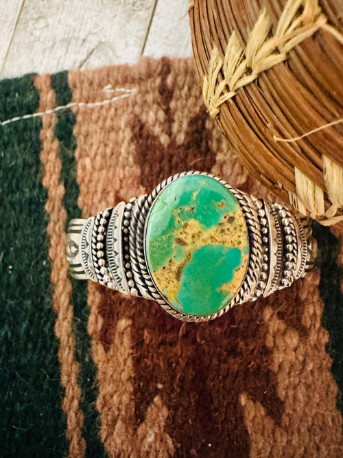 Old Pawn Navajo Turquoise & Sterling Silver Cuff Bracelet