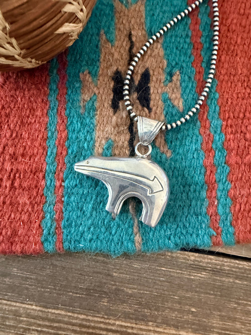 Old Pawn Handcrafted Sterling Silver Fetish Bear Pendant