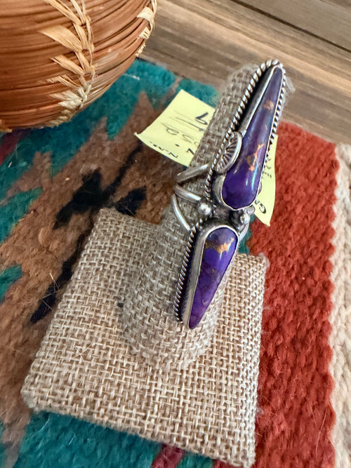 Old Pawn Handcrafted Purple Mojave & Sterling Silver Ring Size 6.75