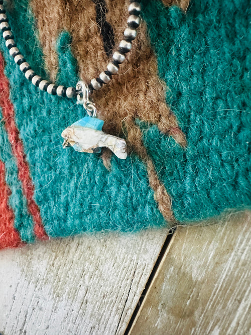 Navajo Hand Carved Blue Mojave Dolphin Charm
