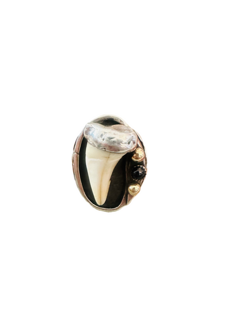 Old Pawn Navajo Sterling Silver & Onyx Ring Size 11.75