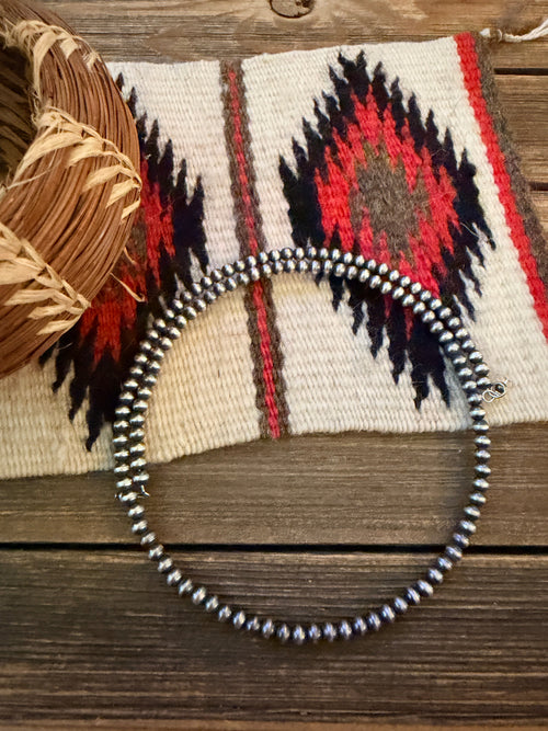 Handcrafted 4mm Sterling Silver Pearl Beaded Wrap Choker Necklace