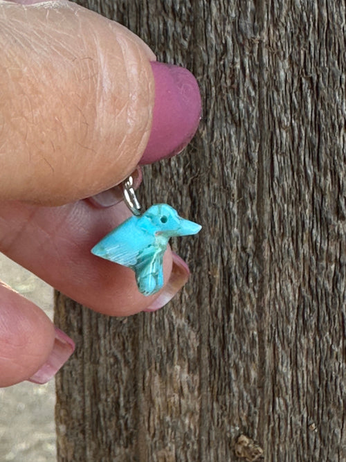 Zuni Hand Carved Turquoise Hummingbird Charm