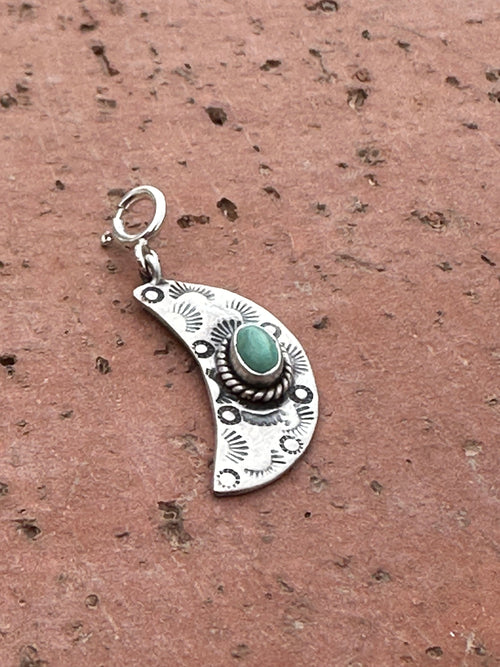 Sterling Silver Turquoise Moon Charm