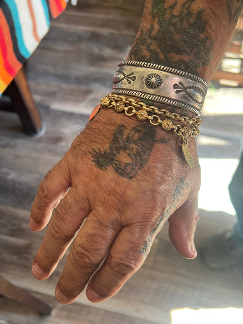 Hand Forged Old Pawn Sterling Silver Ingot Cuff Bracelet by Santa Fe Artist, Buffalo: The Concho