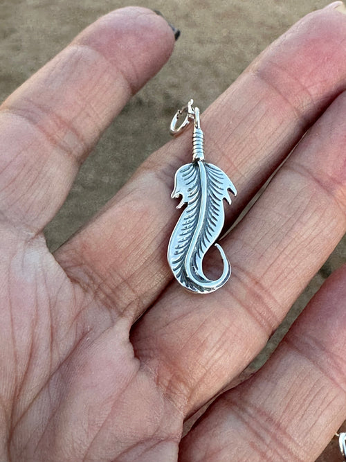 Navajo Crafted Sterling Silver Feather Charm