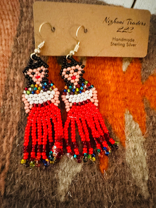 Handmade Multicolor Beaded Lady Dangle Earrings