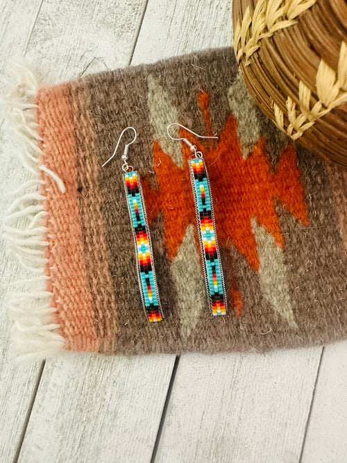 Navajo Handmade Multicolor Beaded Dangle Earrings