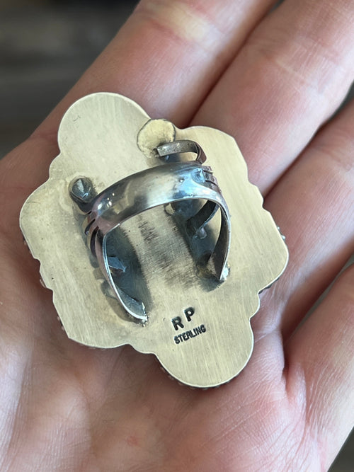 Handcrafted Sterling Silver and Black Onyx Cluster Ring by Rosella Paxson, Size 9