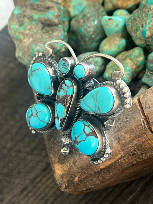 Apache Sterling Silver and Egyptian Turquoise Butterfly Ring by Rosella Paxson, Size 9