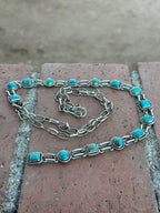 Handmade Royston Turquoise & Sterling Silver Bolo Necklace