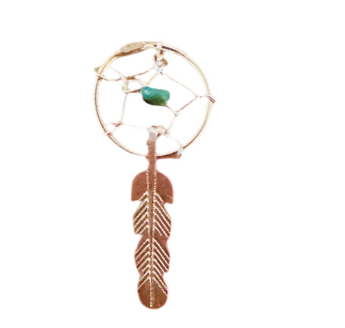 Navajo Crafted Turquoise & Sterling Silver Dreamcatcher Charm