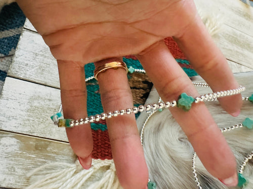 Navajo Sterling Silver & Turquoise Beaded Necklace