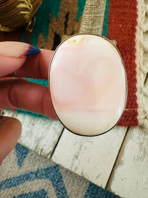 Old Pawn Navajo Sterling Silver & Queen Pink Ring Size 10.5
