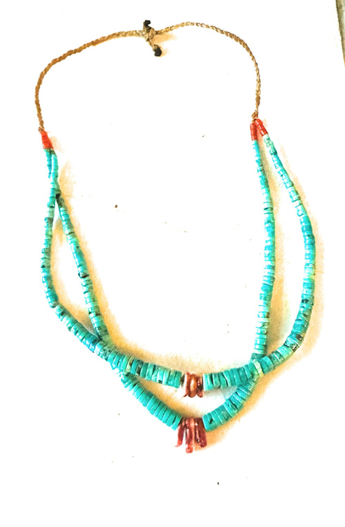 Old Pawn Santo Domingo Turquoise Beaded Necklace