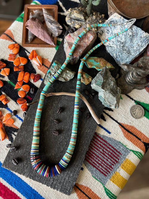 Ronald Chavez Handcrafted Multistone Heishi Beaded Santo Domingo Necklace